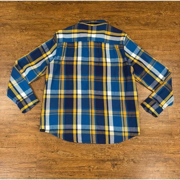 OUTERKNOWN Blue Plaid Outdoor Button Up Blanket Flannel Shirt Shacket Men's 2XL - Picture 3 of 9